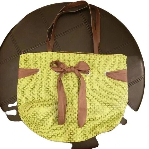 Women's Summer Woven Green Brown Bag - Picture 1 of 6